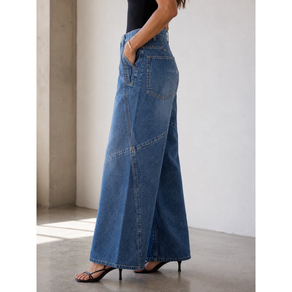 Japanese Designer Rare Zucca Architectural Wide Leg Denim Jeans Made in Japan 30 - Picture 2 of 15